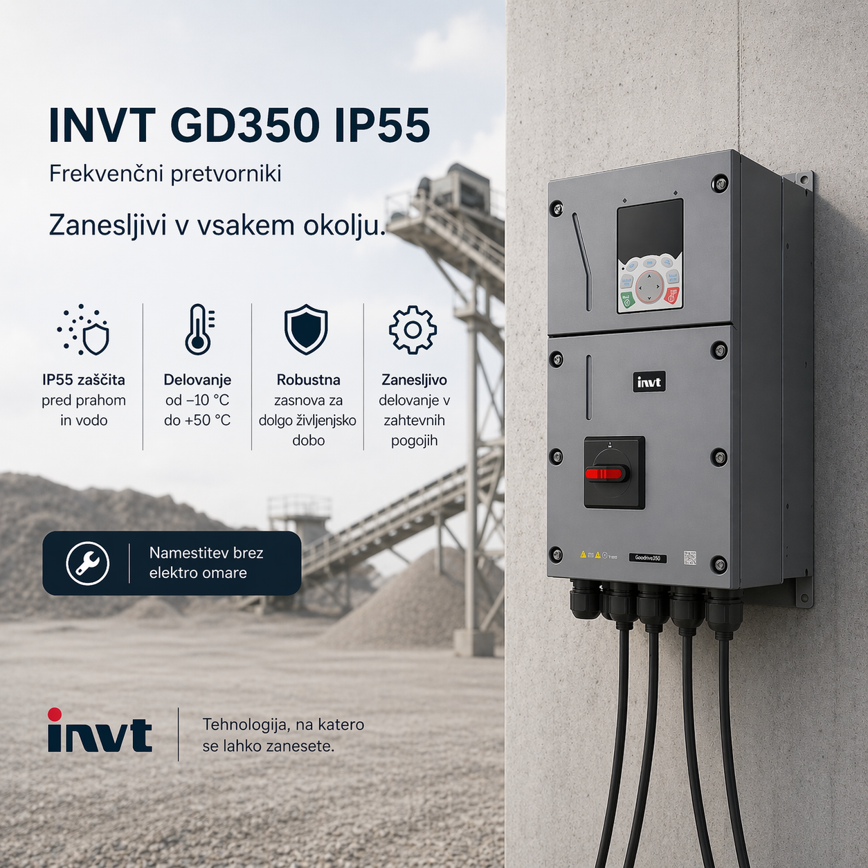 INVT GD350 IP55 frekvenčni pretvornik