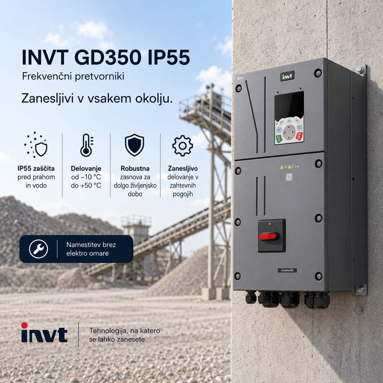 INVT GD350 IP55 frekvenčni pretvornik